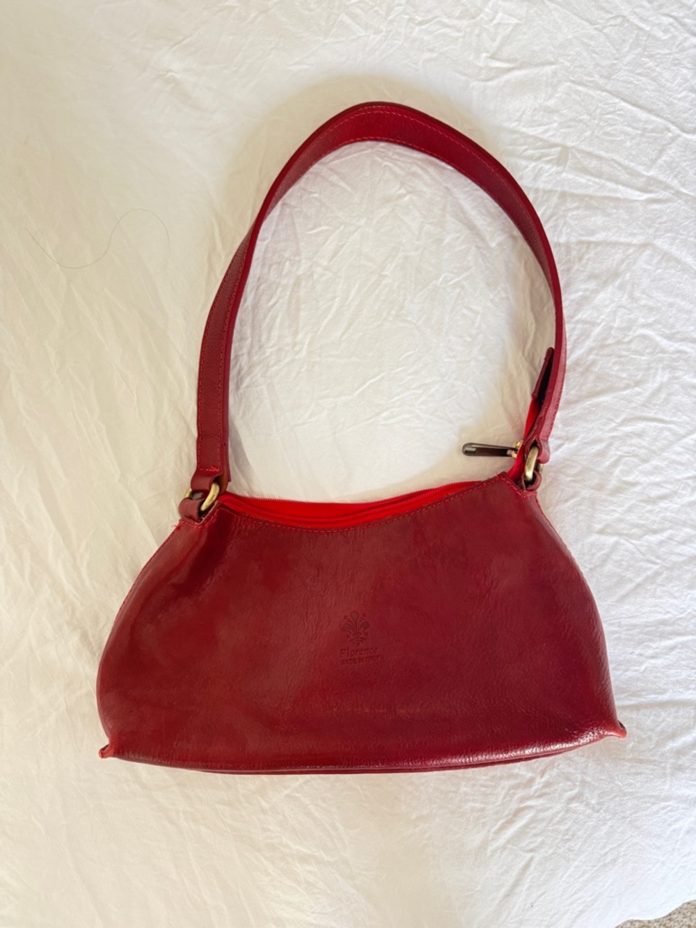 Red Leather Shoulder Bag genuine leather